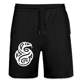 Snake Native American Zodiac - Stanley/Stella Trainer Unisex Organic Jogging Shorts - black - Front - Nik (191cm) & Marisol (170cm)