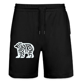 Bear Native American Zodiac - Stanley/Stella Trainer Unisex Organic Jogging Shorts - black - Front - Nik (191cm) & Marisol (170cm)