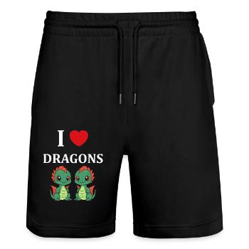 Bébé dragon - Short de jogging bio TRAINER Stanley/Stella unisexe - noir - Devant - Nik (191cm) & Marisol (170cm)