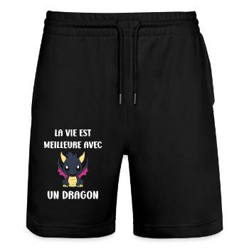 Bébé dragon - Short de jogging bio TRAINER Stanley/Stella unisexe - noir - Devant - Nik (191cm) & Marisol (170cm)
