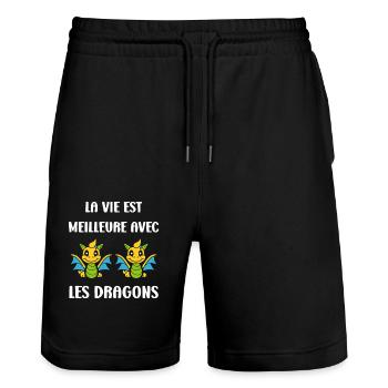 Bébé dragon - Short de jogging bio TRAINER Stanley/Stella unisexe - noir - Devant - Nik (191cm) & Marisol (170cm)