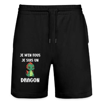 Bébé dragon - Short de jogging bio TRAINER Stanley/Stella unisexe - noir - Devant - Nik (191cm) & Marisol (170cm)