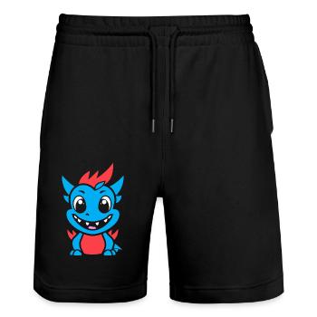 Baby Dragon - Stanley/Stella Trainer Unisex Organic Jogging Shorts - black - Front - Nik (191cm) & Marisol (170cm)