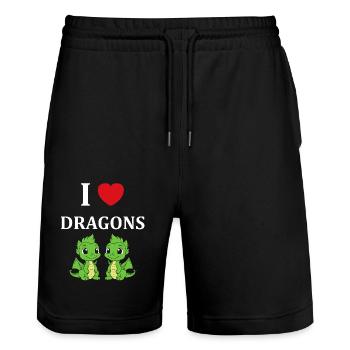Bébé dragon - Short de jogging bio TRAINER Stanley/Stella unisexe - noir - Devant - Nik (191cm) & Marisol (170cm)