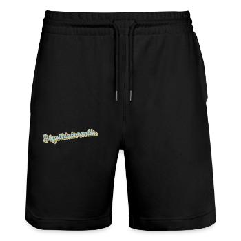 Laborant Abschluss-Geschenk Physiklaborantin - Stanley/Stella Unisex Bio Joggingshorts Trainer  - Schwarz - Vorne - Nik (191cm) & Marisol (170cm)
