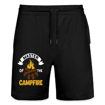 Maître du feu de camp - Short de jogging bio TRAINER Stanley/Stella unisexe - noir - Devant - Nik (191cm) & Marisol (170cm)