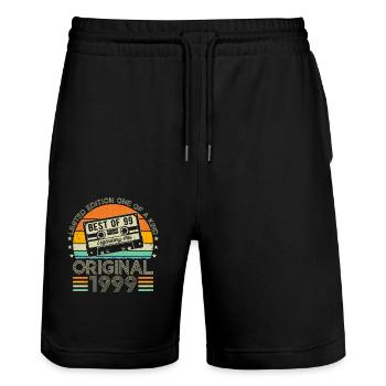 Jubilee Century - 25 Years of Style - Stanley/Stella Trainer Unisex Organic Jogging Shorts - black - Front - Nik (191cm) & Marisol (170cm)