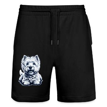 West Highland White Terrier - Stanley/Stella Trainer Unisex Organic Jogging Shorts - black - Front - Nik (191cm) & Marisol (170cm)