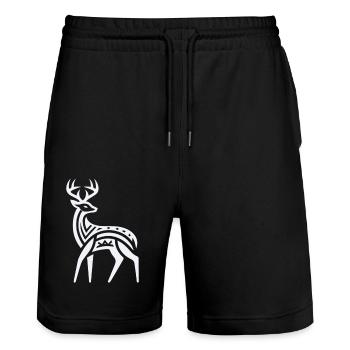 Deer Native American Zodiac - Stanley/Stella Trainer Unisex Organic Jogging Shorts - black - Front - Nik (191cm) & Marisol (170cm)