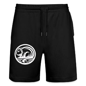 Beaver Native American Zodiac - Stanley/Stella Trainer Unisex Organic Jogging Shorts - black - Front - Nik (191cm) & Marisol (170cm)