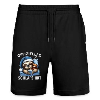 offizielles Schlafshirt - Stanley/Stella Unisex Bio Joggingshorts Trainer  - Schwarz - Vorne - Nik (191cm) & Marisol (170cm)