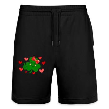 St Patricks Day Accessoires Ireland Shamrock Deko - Stanley/Stella Unisex Bio Joggingshorts Trainer  - Schwarz - Vorne - Nik (191cm) & Marisol (170cm)