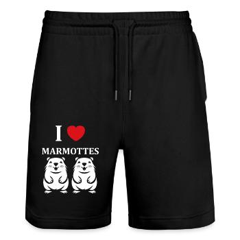 HUMOUR Bébé Marmotte - Short de jogging bio TRAINER Stanley/Stella unisexe - noir - Devant - Nik (191cm) & Marisol (170cm)