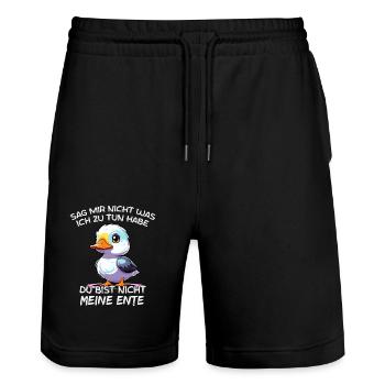 Du Bist Nicht Meine Ente - Stanley/Stella Unisex Bio Joggingshorts Trainer  - Schwarz - Vorne - Nik (191cm) & Marisol (170cm)