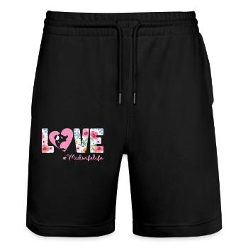 Infirmière Sage-Femme Accoucheuse Fleur - Short de jogging bio TRAINER Stanley/Stella unisexe - noir - Devant - Nik (191cm) & Marisol (170cm)