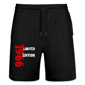 1966 Limited Edition Birthday Gift Wife Husband - Stanley/Stella Trainer Unisex Organic Jogging Shorts - black - Front - Nik (191cm) & Marisol (170cm)