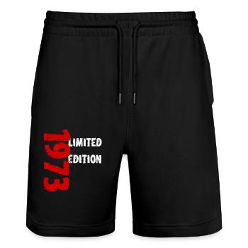 1973 édition limitée anniversaire cadeau femme mari - Short de jogging bio TRAINER Stanley/Stella unisexe - noir - Devant - Nik (191cm) & Marisol (170cm)
