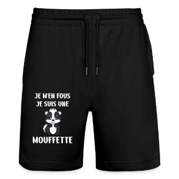 Humour Mouffette - Short de jogging bio TRAINER Stanley/Stella unisexe - noir - Devant - Nik (191cm) & Marisol (170cm)