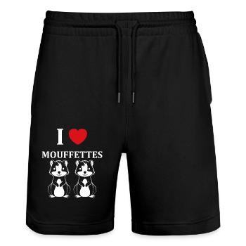 Humour Mouffette - Short de jogging bio TRAINER Stanley/Stella unisexe - noir - Devant - Nik (191cm) & Marisol (170cm)