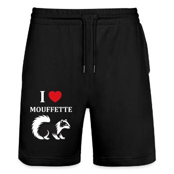 Humour Mouffette - Short de jogging bio TRAINER Stanley/Stella unisexe - noir - Devant - Nik (191cm) & Marisol (170cm)