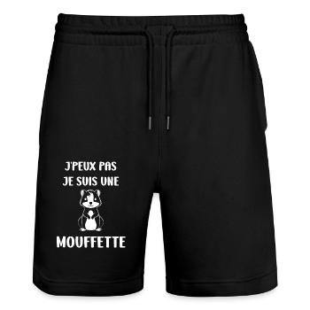 Humour Mouffette - Short de jogging bio TRAINER Stanley/Stella unisexe - noir - Devant - Nik (191cm) & Marisol (170cm)