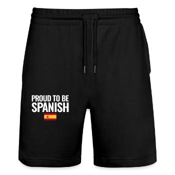Proud To Be Spanish Spanien Spanische Flagge - Stanley/Stella Unisex Bio Joggingshorts Trainer  - Schwarz - Vorne - Nik (191cm) & Marisol (170cm)