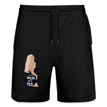 Es ist ein Kleid, kein Ja - Stanley/Stella Unisex Bio Joggingshorts Trainer  - Schwarz - Vorne - Nik (191cm) & Marisol (170cm)