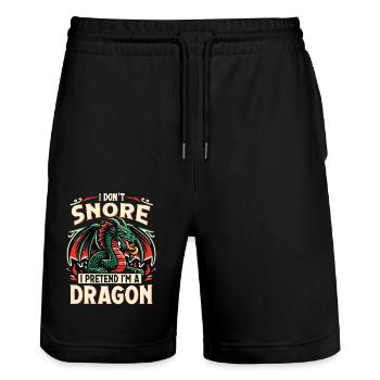 Dragon Whisperer - Je ne ronfle pas - Short de jogging bio TRAINER Stanley/Stella unisexe - noir - Devant - Nik (191cm) & Marisol (170cm)