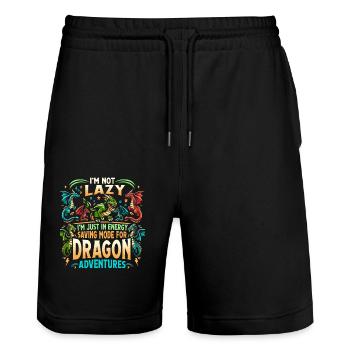 Dragon Adventures – I'm Not Lazy - Drachen Bücher - Stanley/Stella Unisex Bio Joggingshorts Trainer  - Schwarz - Vorne - Nik (191cm) & Marisol (170cm)