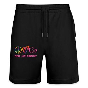 Infirmière Sage-Femme Accoucheuse Tie Dye - Short de jogging bio TRAINER Stanley/Stella unisexe - noir - Devant - Nik (191cm) & Marisol (170cm)