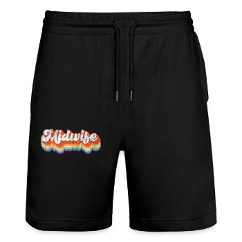 Nurse Midwife Birth Worker Retro - Stanley/Stella Unisex Bio Joggingshorts Trainer  - Schwarz - Vorne - Nik (191cm) & Marisol (170cm)