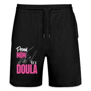 Doula Birth Worker Mom Proud Mom - Stanley/Stella Unisex Bio Joggingshorts Trainer  - Schwarz - Vorne - Nik (191cm) & Marisol (170cm)