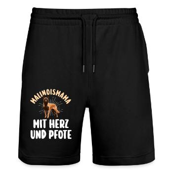 Belgian Shepherd Mom Mother Malinois - Stanley/Stella Trainer Unisex Organic Jogging Shorts - black - Front - Nik (191cm) & Marisol (170cm)