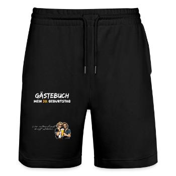 Gästebuch 30 Geburtstag 30 Jahre 1994 - Stanley/Stella Unisex Bio Joggingshorts Trainer  - Schwarz - Vorne - Nik (191cm) & Marisol (170cm)