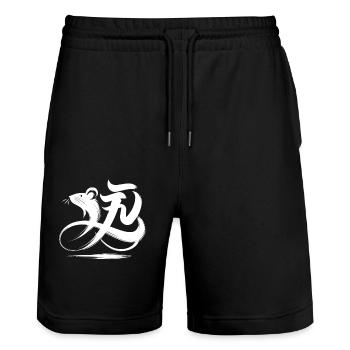 Symbole de calligraphie de caractère du zodiaque chinois de rat - Short de jogging bio TRAINER Stanley/Stella unisexe - noir - Devant - Nik (191cm) & Marisol (170cm)