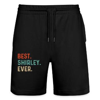 Nom de Shirley - Short de jogging bio TRAINER Stanley/Stella unisexe - noir - Devant - Nik (191cm) & Marisol (170cm)