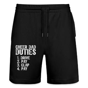 Vatertag lustig fröhlich papa pflichten fahren zahlen klatschen - Stanley/Stella Unisex Bio Joggingshorts Trainer  - Schwarz - Vorne - Nik (191cm) & Marisol (170cm)