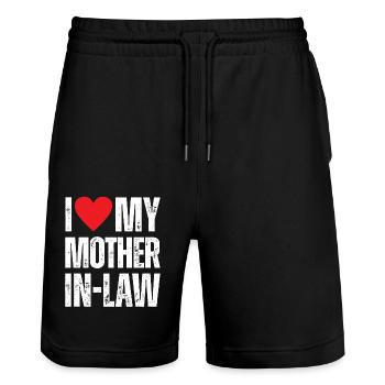 I Love My Mother in Law - Stanley/Stella Unisex Bio Joggingshorts Trainer  - Schwarz - Vorne - Nik (191cm) & Marisol (170cm)