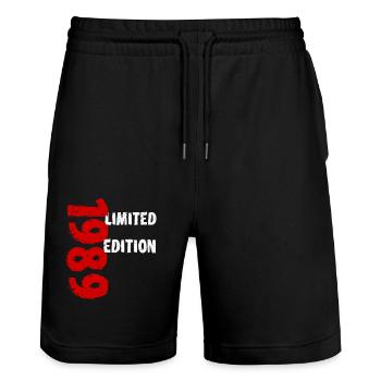 1989 Limited Edition Birthday Gift Wife Husband - Stanley/Stella Trainer Unisex Organic Jogging Shorts - black - Front - Nik (191cm) & Marisol (170cm)