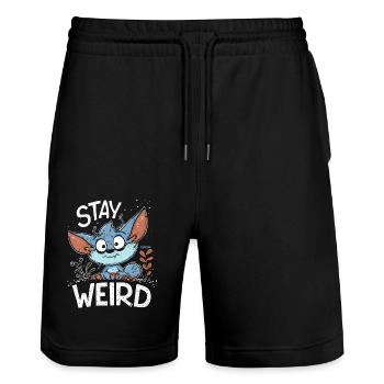 Petit lutin mignon : restez bizarre - Short de jogging bio TRAINER Stanley/Stella unisexe - noir - Devant - Nik (191cm) & Marisol (170cm)