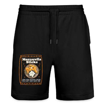 Mozzarella Sticks Mozzarella Sticks Gift - Stanley/Stella Trainer Unisex Organic Jogging Shorts - black - Front - Nik (191cm) & Marisol (170cm)