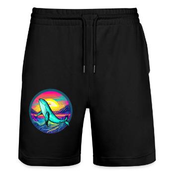 Blauwal - Stanley/Stella Unisex Bio Joggingshorts Trainer  - Schwarz - Vorne - Nik (191cm) & Marisol (170cm)