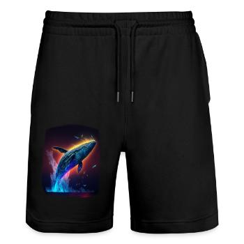 Blauwal - Stanley/Stella Unisex Bio Joggingshorts Trainer  - Schwarz - Vorne - Nik (191cm) & Marisol (170cm)
