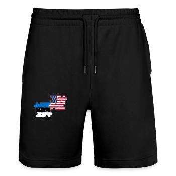 Estonie États-Unis Drapeau Américain Estonien - Short de jogging bio TRAINER Stanley/Stella unisexe - noir - Devant - Nik (191cm) & Marisol (170cm)