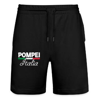Pompeii Italia Italian Flag Geography - Stanley/Stella Trainer Unisex Organic Jogging Shorts - black - Front - Nik (191cm) & Marisol (170cm)