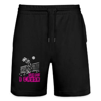 Volleyball Girl Volleyball Player Vintage - Stanley/Stella Trainer Unisex Organic Jogging Shorts - black - Front - Nik (191cm) & Marisol (170cm)