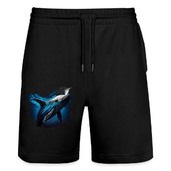 Blauwal - Stanley/Stella Unisex Bio Joggingshorts Trainer  - Schwarz - Vorne - Nik (191cm) & Marisol (170cm)