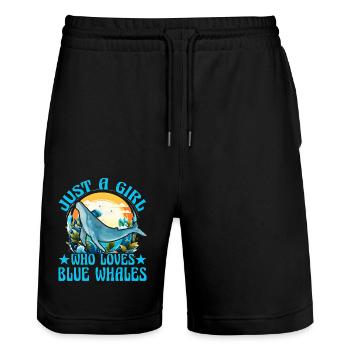 Nur ein Mädchen, das Blauwale liebt - Stanley/Stella Unisex Bio Joggingshorts Trainer  - Schwarz - Vorne - Nik (191cm) & Marisol (170cm)