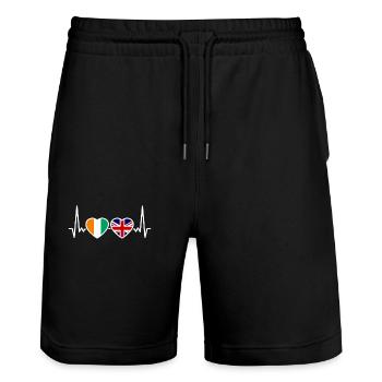 Côte d'Ivoire UK Heartbeat Flag Ivorian - Stanley/Stella Trainer Unisex Organic Jogging Shorts - black - Front - Nik (191cm) & Marisol (170cm)