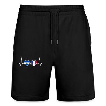 El Salvador France Vintage Heartbeat drapeau - Short de jogging bio TRAINER Stanley/Stella unisexe - noir - Devant - Nik (191cm) & Marisol (170cm)